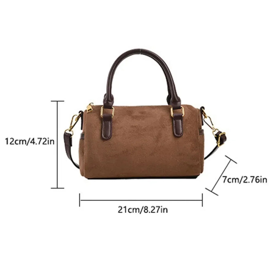 The Marlowe — Suede Barrel Bag