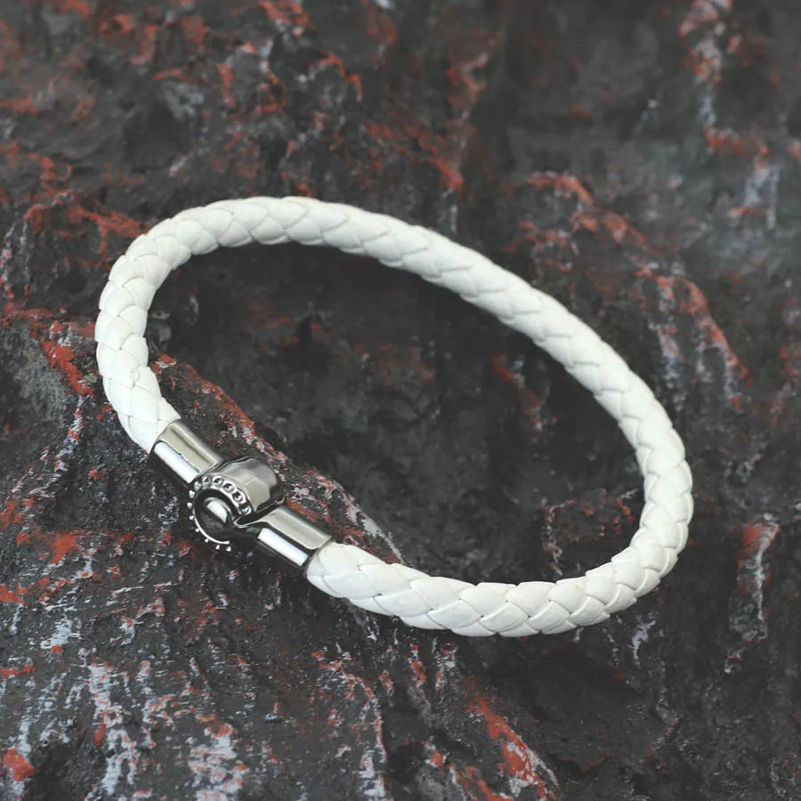 Minimalist Magnetic Leather Bracelet For Men Casual Accessories Customizable Size Black Bangle Pulsera Hombre Hiphop Rock Joias