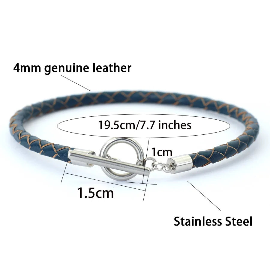 Noter Men Leather Bracelet Stainless Steel OT Buckle Bangle Pulsera De Cuero Wrap Braslet Locomotive Hiphop Rock Braclet Pulsera