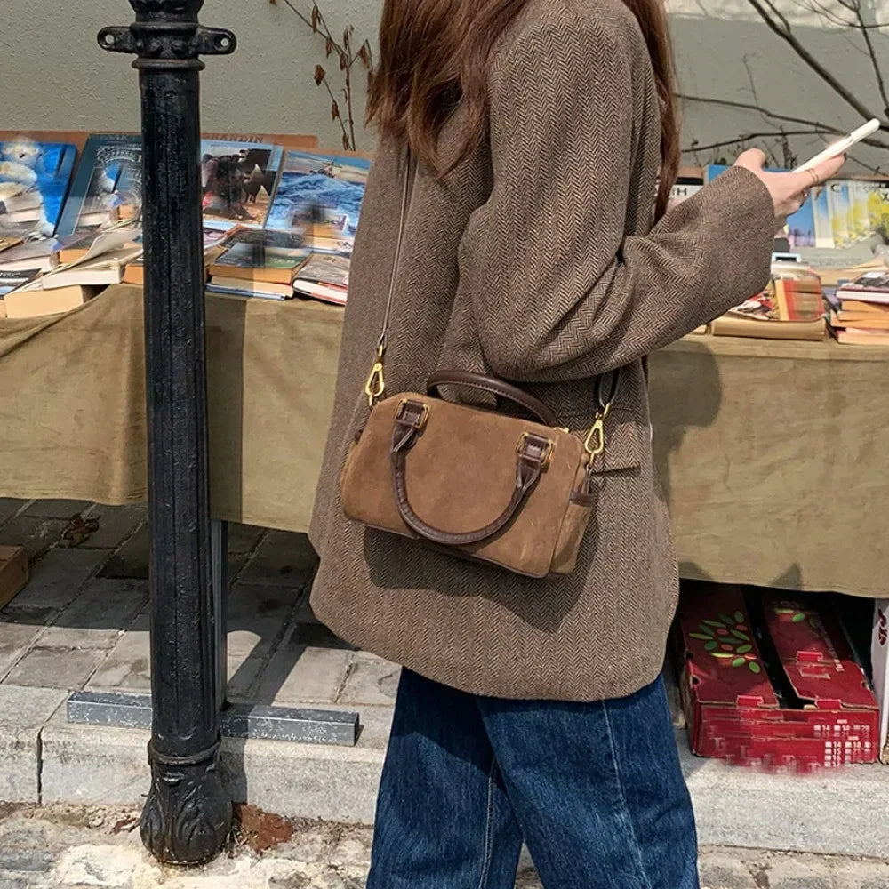 The Marlowe — Suede Barrel Bag