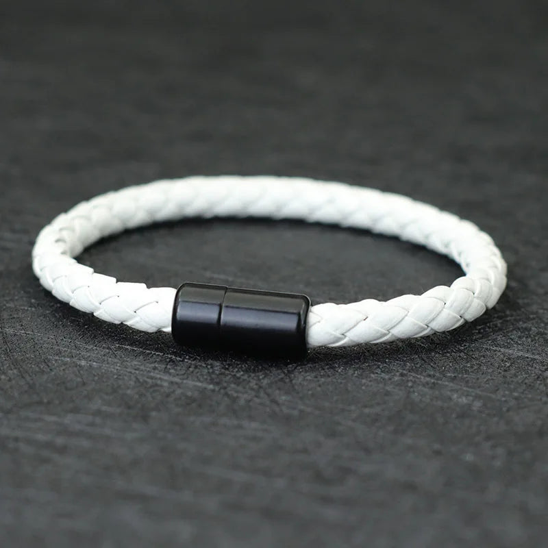 Noter Men Leather Bracelet Hiphop Braided Magnetic Clasp Black Braclet Homme Accessories Pulsera Hombre Cuero Punk Jewelry Gift