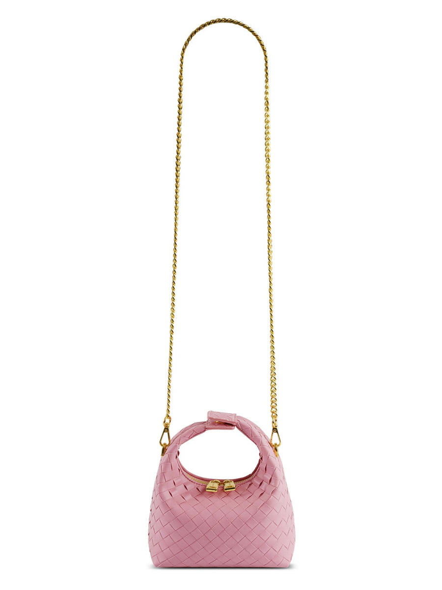 Vienna Top Handle Crossbody Bag  - Pink Braided