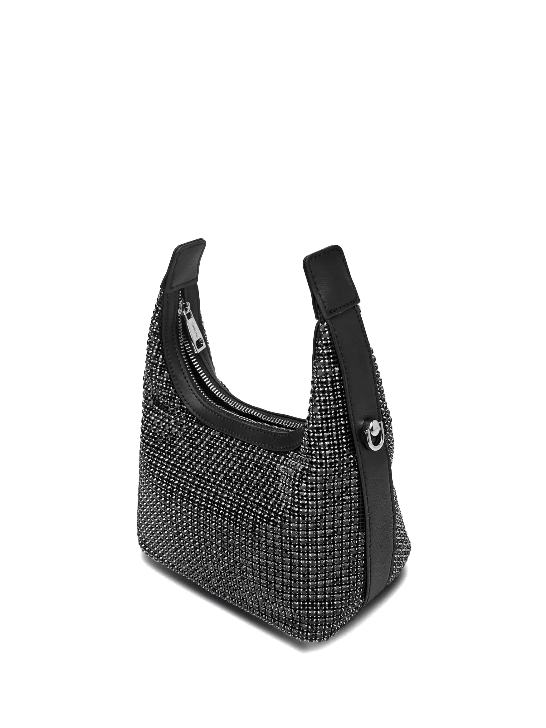 Vienna Top Handle Crossbody Bag  - Black Rhinestone