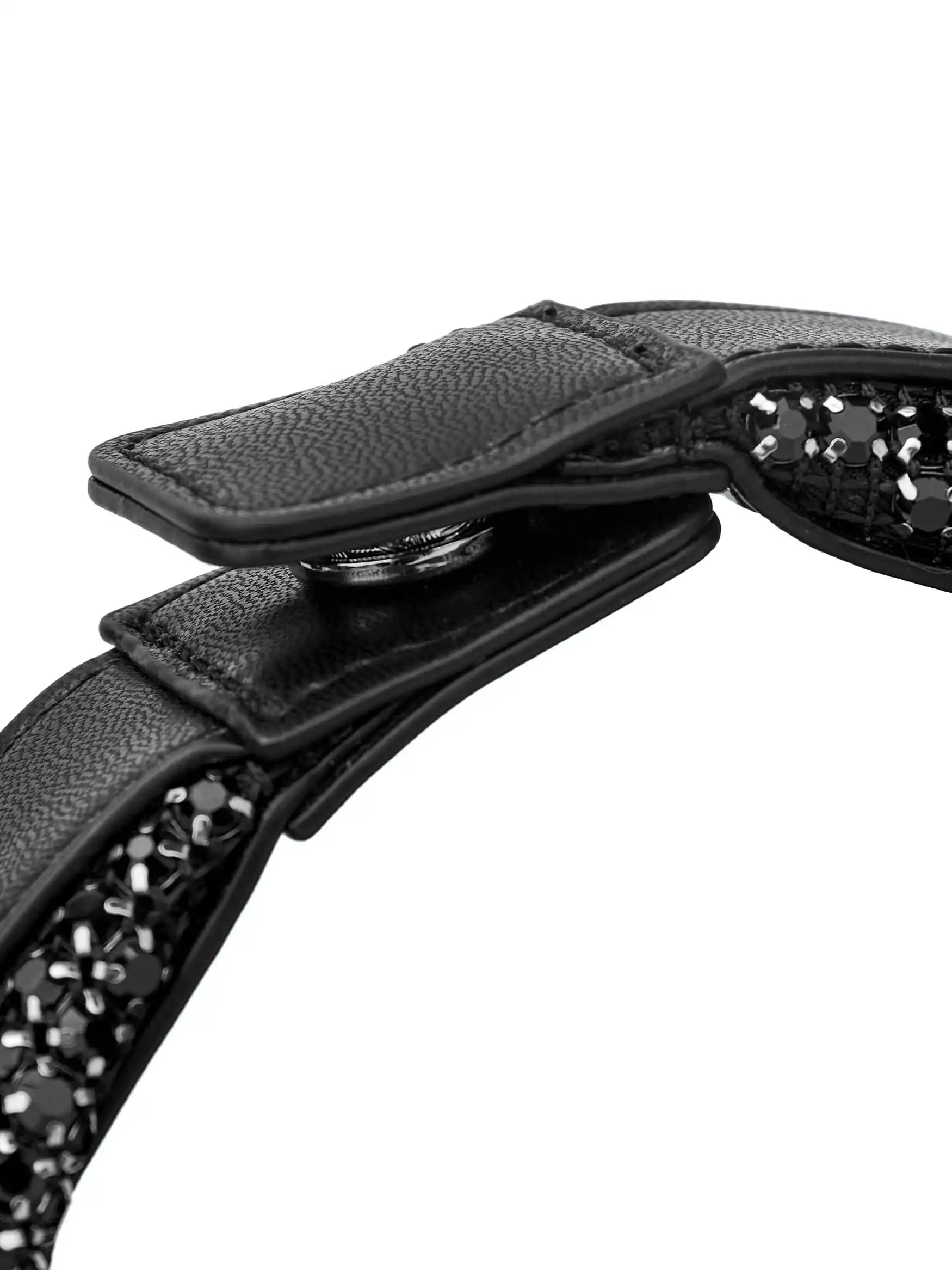 Vienna Top Handle Crossbody Bag  - Black Rhinestone