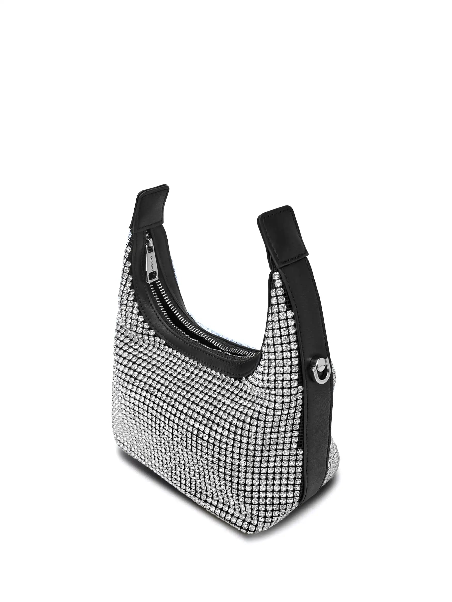 Vienna Top Handle Crossbody Bag  - Silver Rhinestone