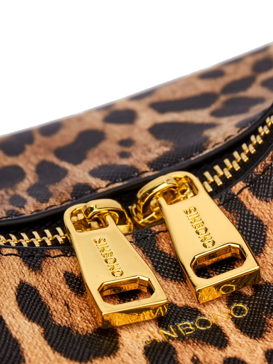 Vienna Top Handle Crossbody Bag  - Brown leopard print