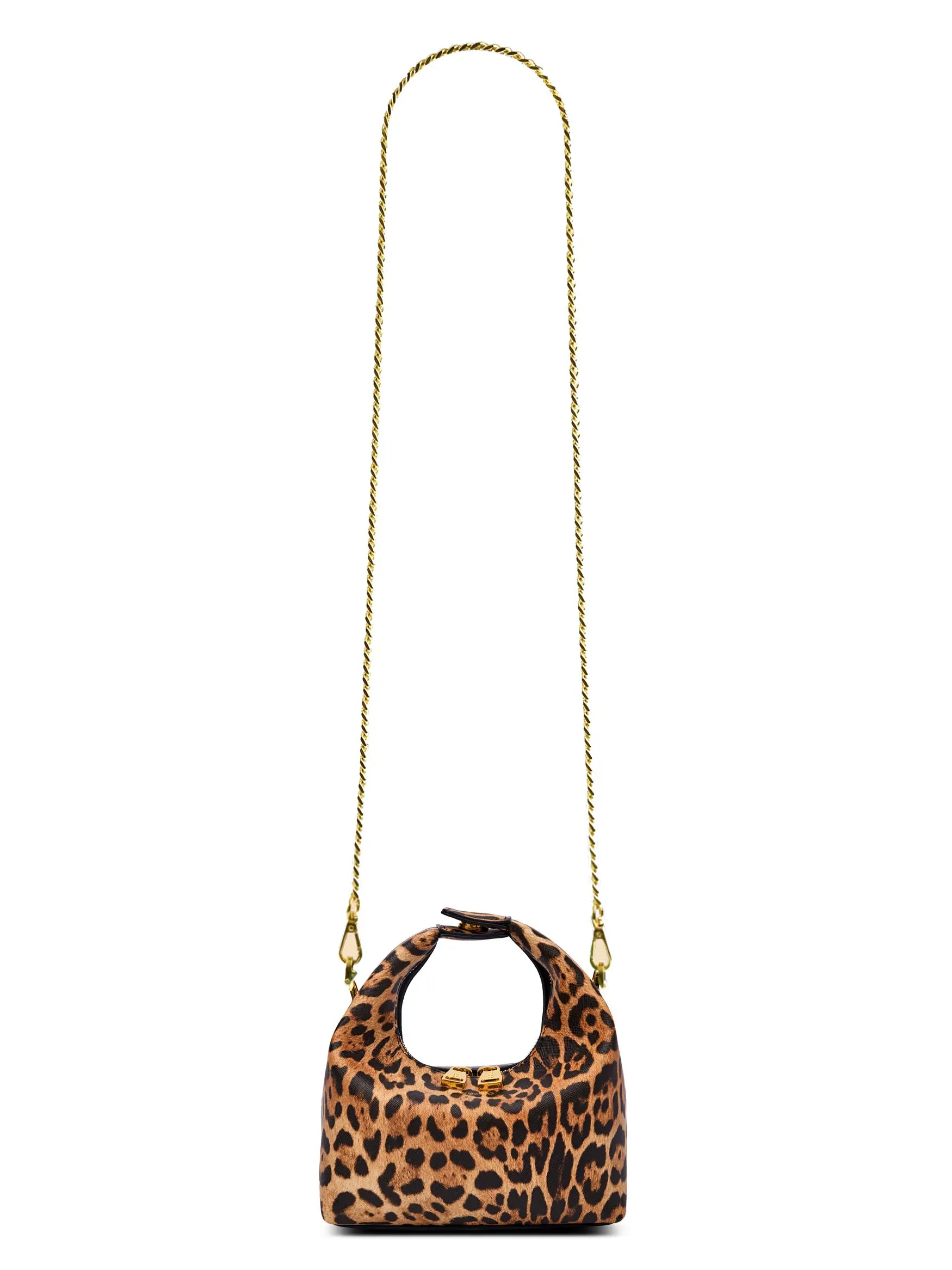 Vienna Top Handle Crossbody Bag  - Brown leopard print