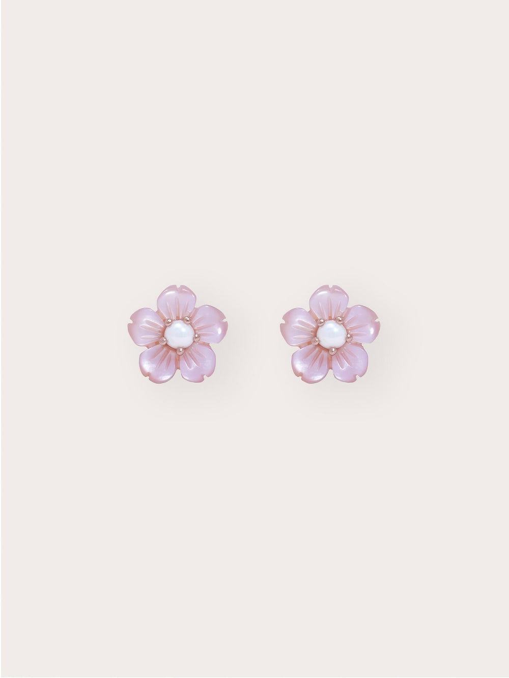 Carved Sakura Stud Earrings