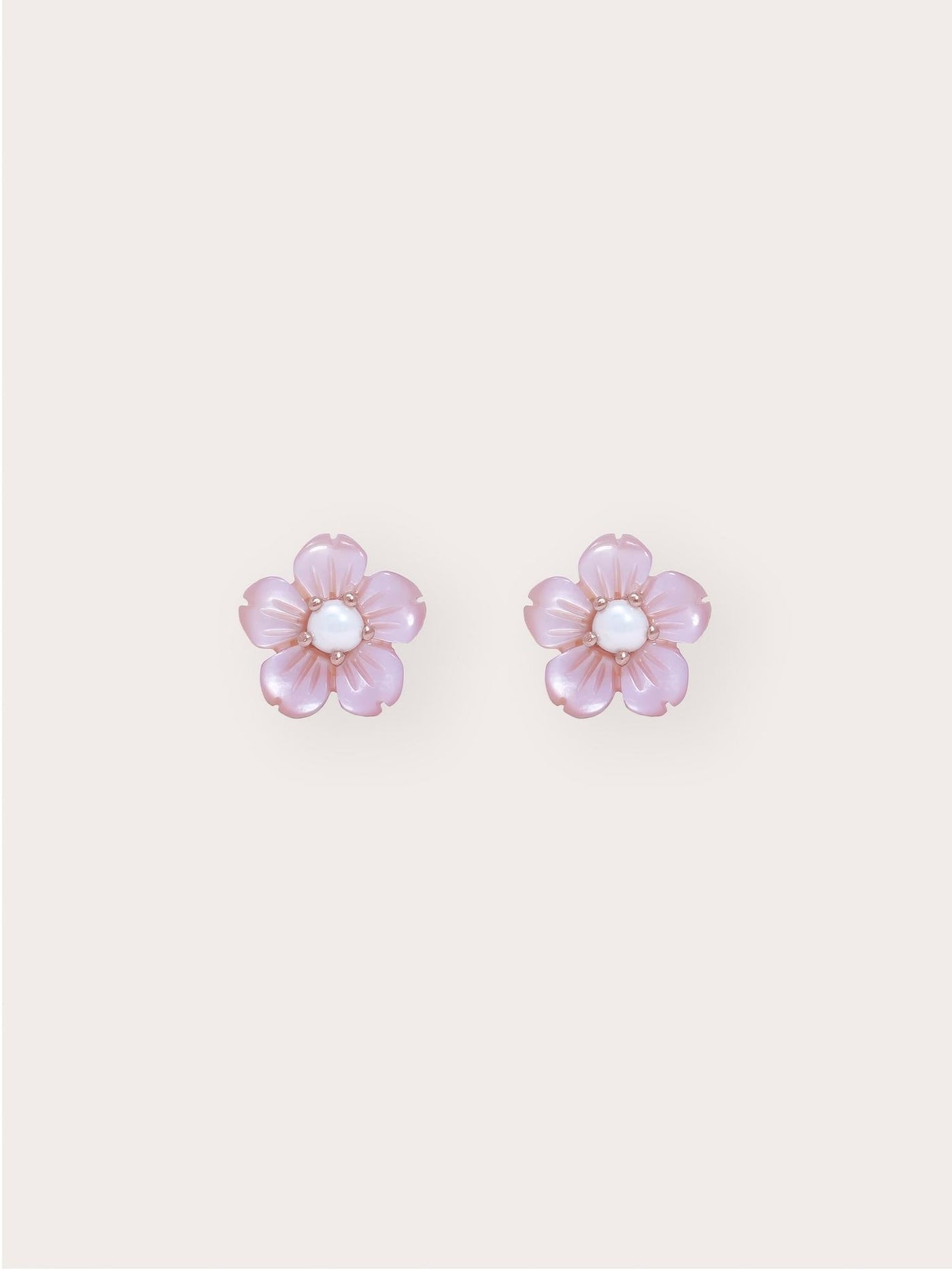 Carved Sakura Stud Earrings