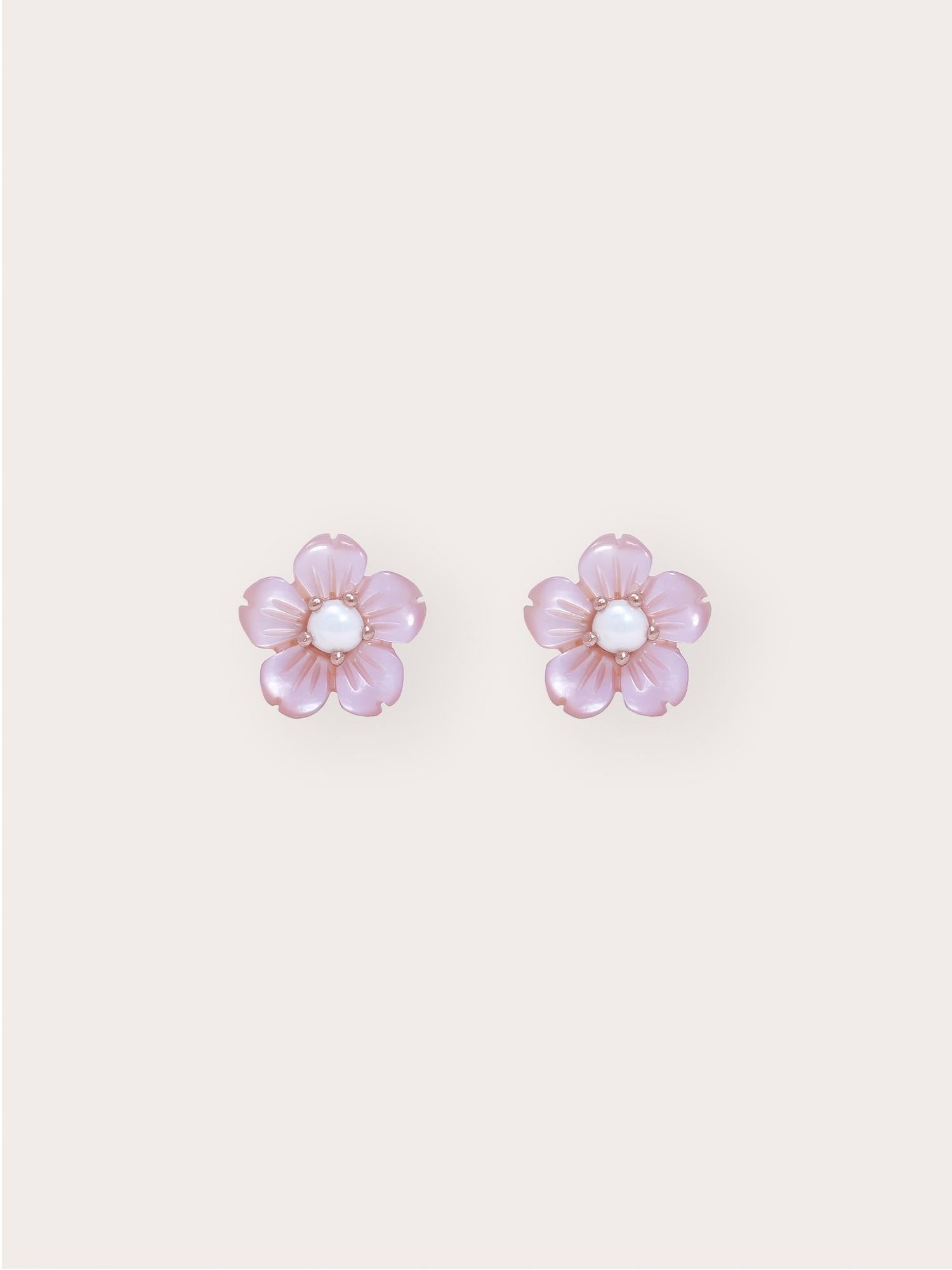 Carved Sakura Stud Earrings