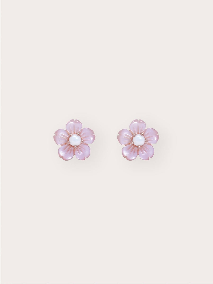 Carved Sakura Stud Earrings