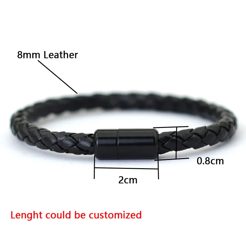 Noter Men Leather Bracelet Hiphop Braided Magnetic Clasp Black Braclet Homme Accessories Pulsera Hombre Cuero Punk Jewelry Gift