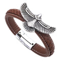 1PCS Fashion Eagle Bracelet for Men Black Leather Hand Band with Magnetic Charm Bracelet Clasp Men's Accessories Gifts