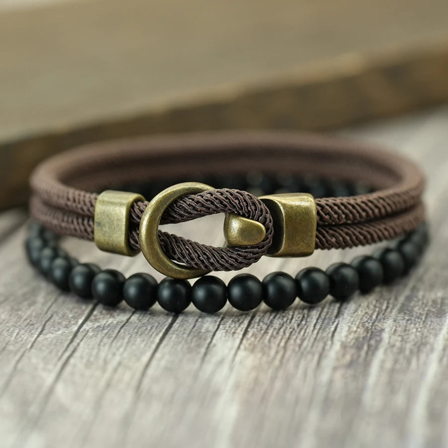 Noter Novel 2Pcs Per Set Men Bracelet Premium Selected 4mm Moisture Wicking String 6 Color Options Versatile Accessories Jewelry