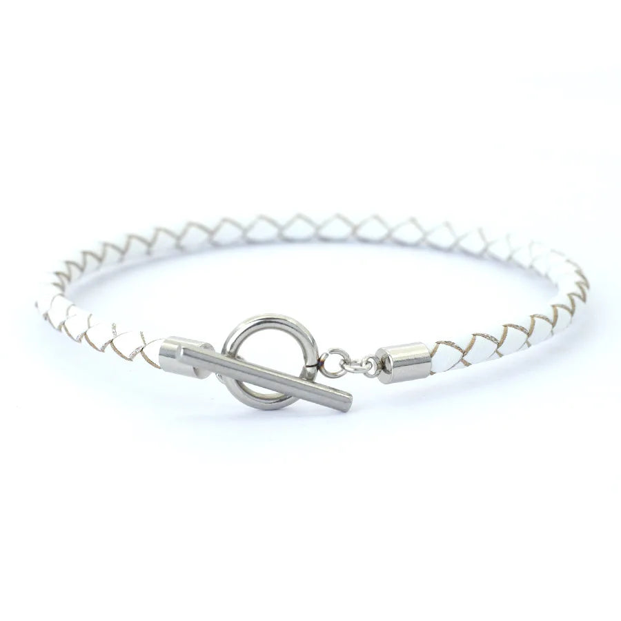 Noter Men Leather Bracelet Stainless Steel OT Buckle Bangle Pulsera De Cuero Wrap Braslet Locomotive Hiphop Rock Braclet Pulsera