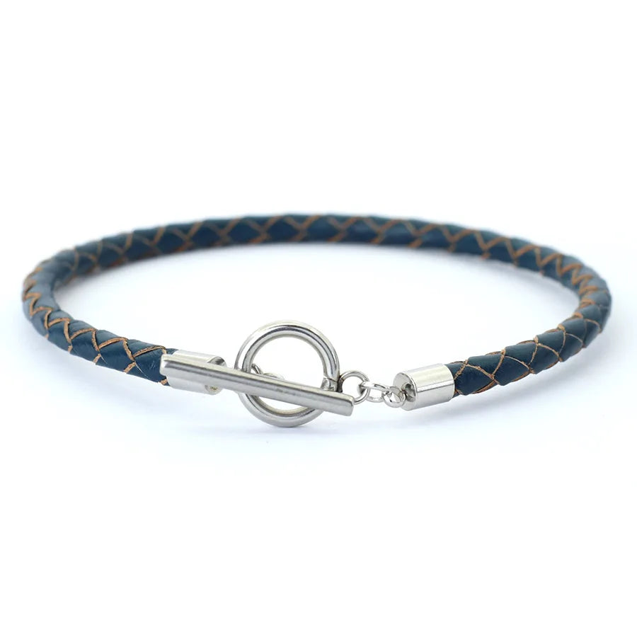 Noter Men Leather Bracelet Stainless Steel OT Buckle Bangle Pulsera De Cuero Wrap Braslet Locomotive Hiphop Rock Braclet Pulsera