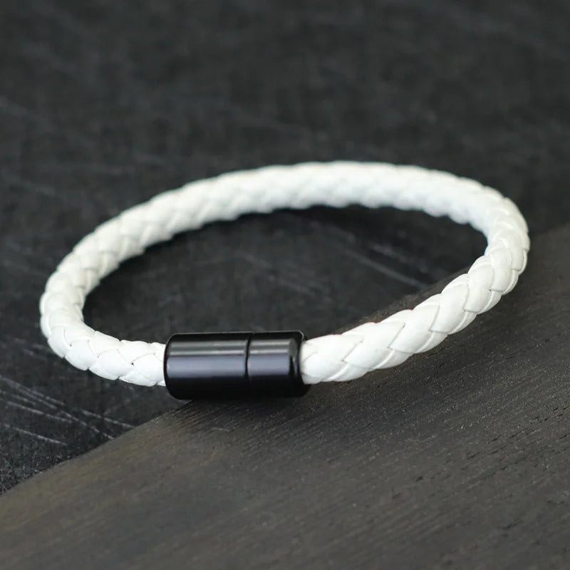 Noter Men Leather Bracelet Hiphop Braided Magnetic Clasp Black Braclet Homme Accessories Pulsera Hombre Cuero Punk Jewelry Gift