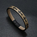 Noter Hiphop Rock Leather Bracelet For Men Magnet Buckle Cross Braslet Homme Casual Accessories Punk Jewelry Wrap Brazalete