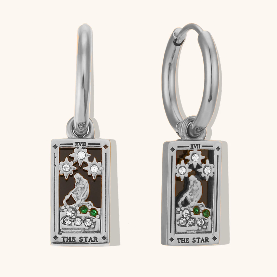 The Star - Tarot Card Gold | Silver Hoop Earrings