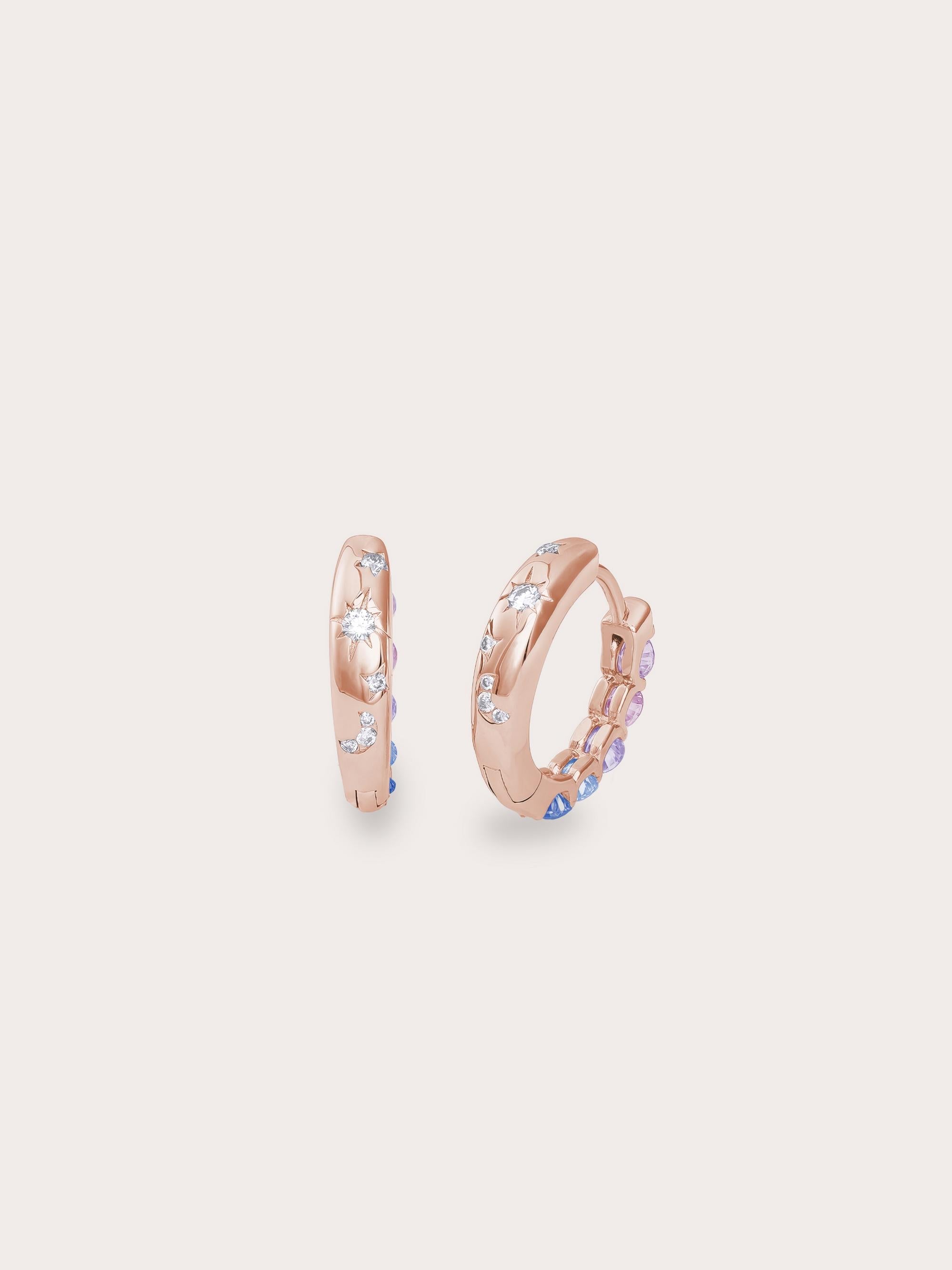 Lilac Sunset Moissanite Reversible Huggie Earrings