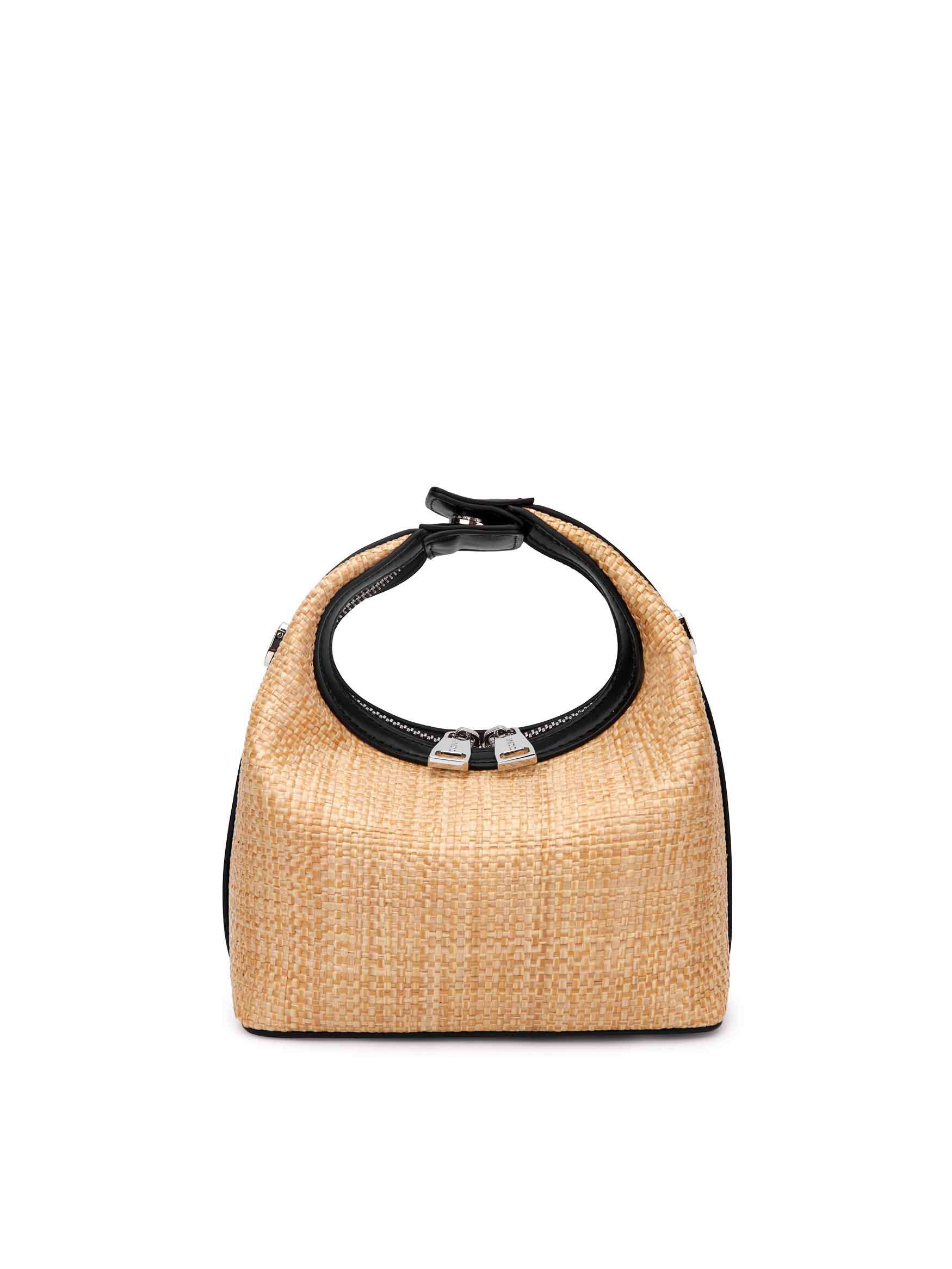Vienna Top Handle Crossbody Bag  - Black&Straw