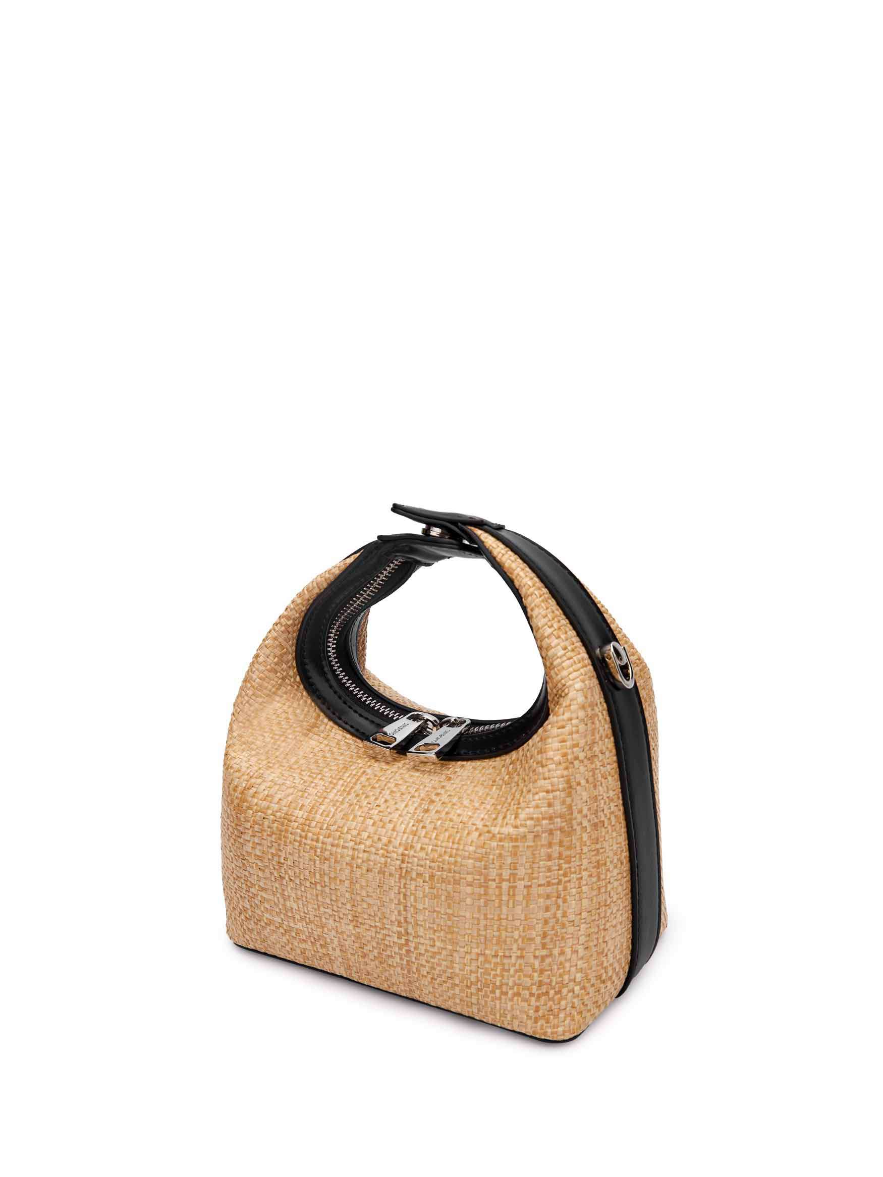 Vienna Top Handle Crossbody Bag  - Black&Straw
