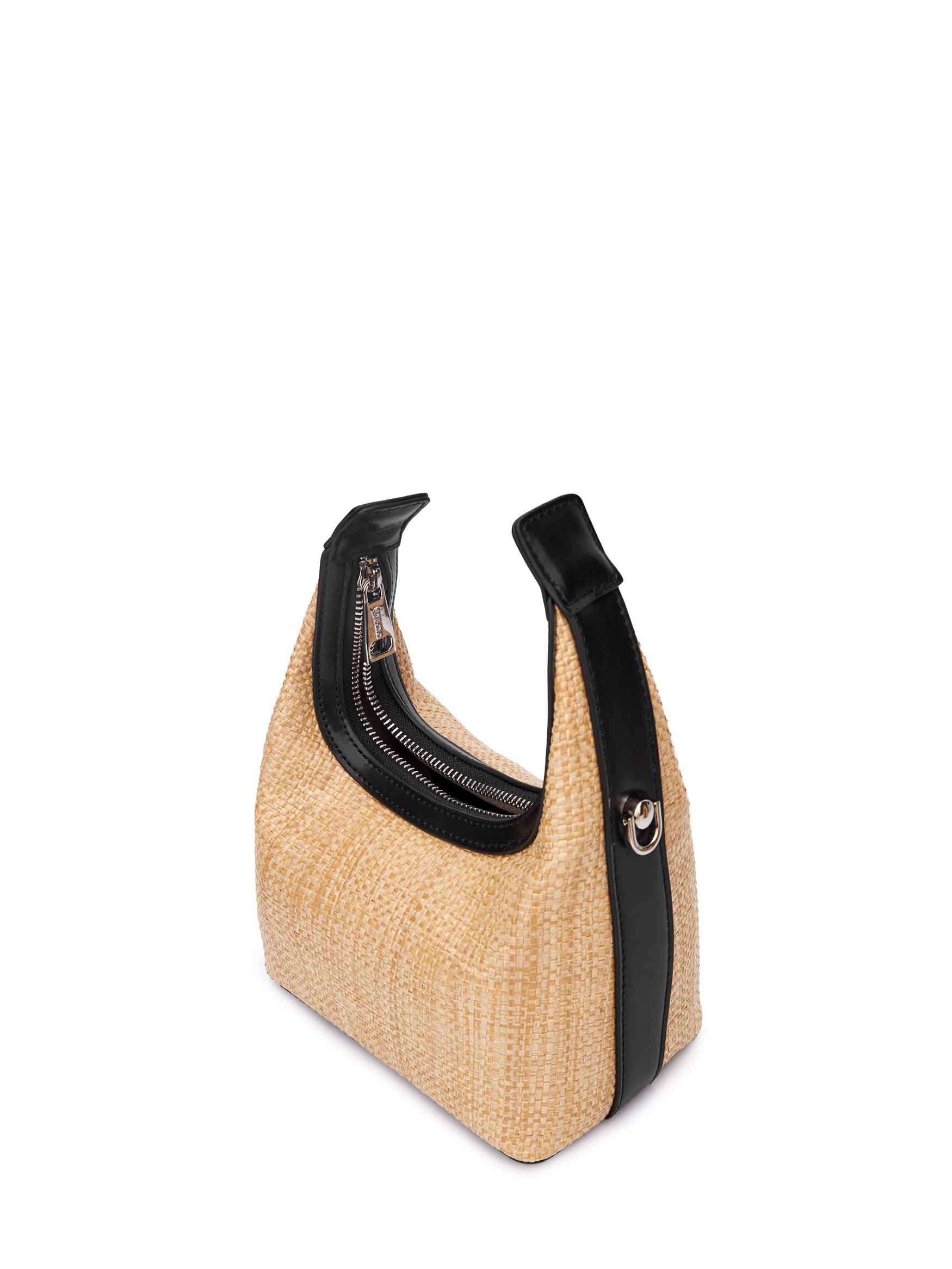 Vienna Top Handle Crossbody Bag  - Black&Straw