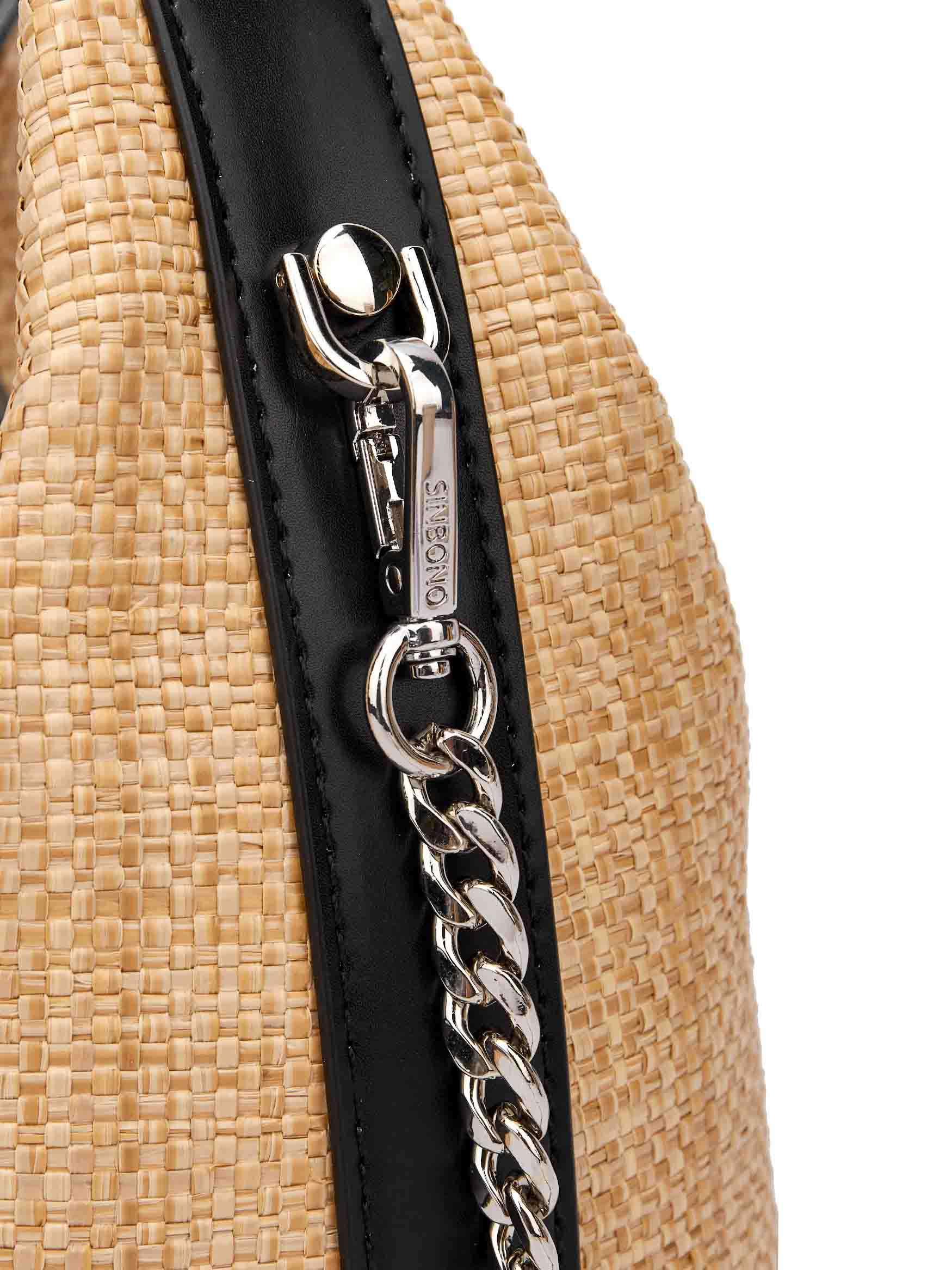 Vienna Top Handle Crossbody Bag  - Black&Straw