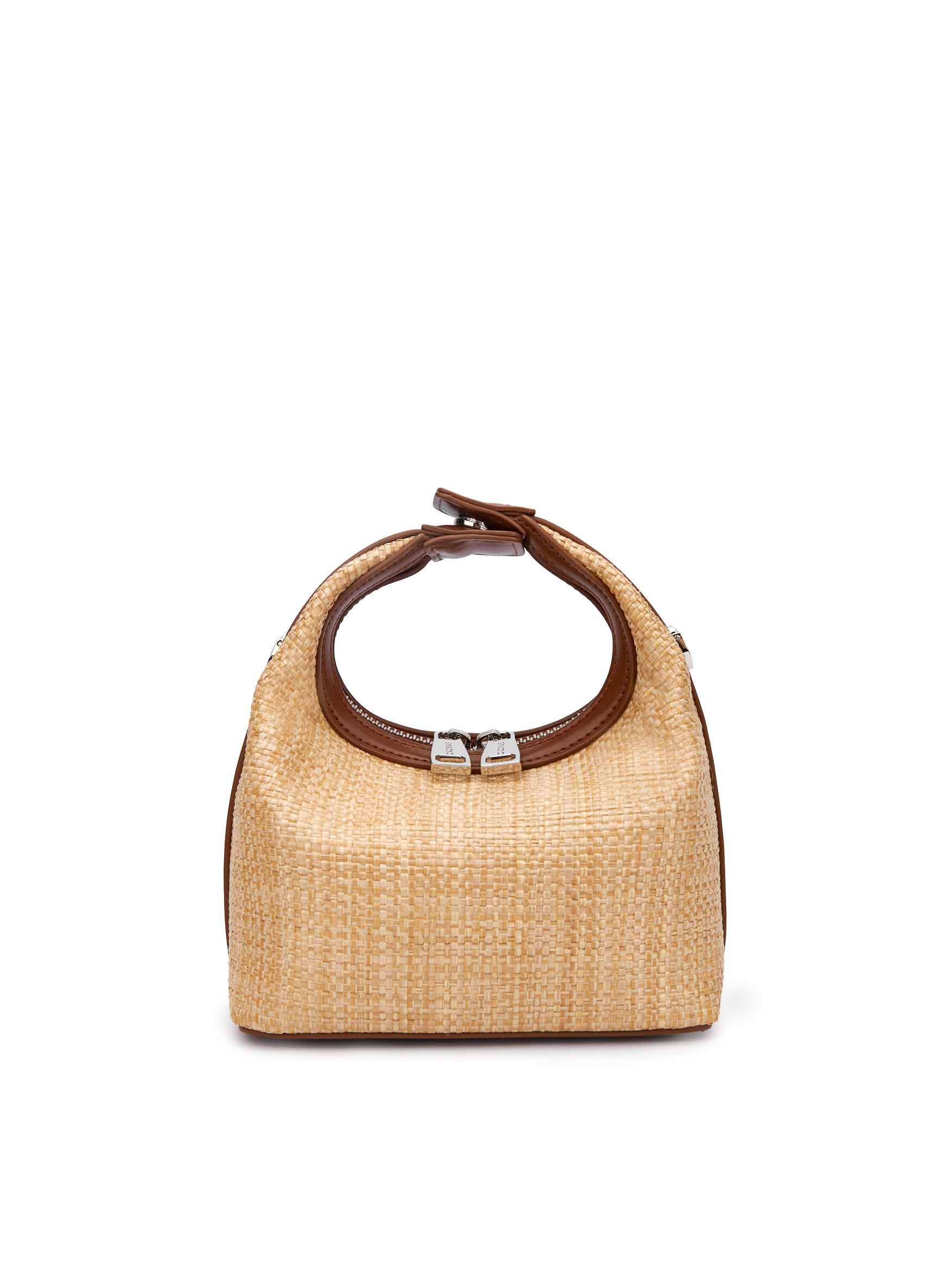Vienna Top Handle Crossbody Bag  - Brown&Straw