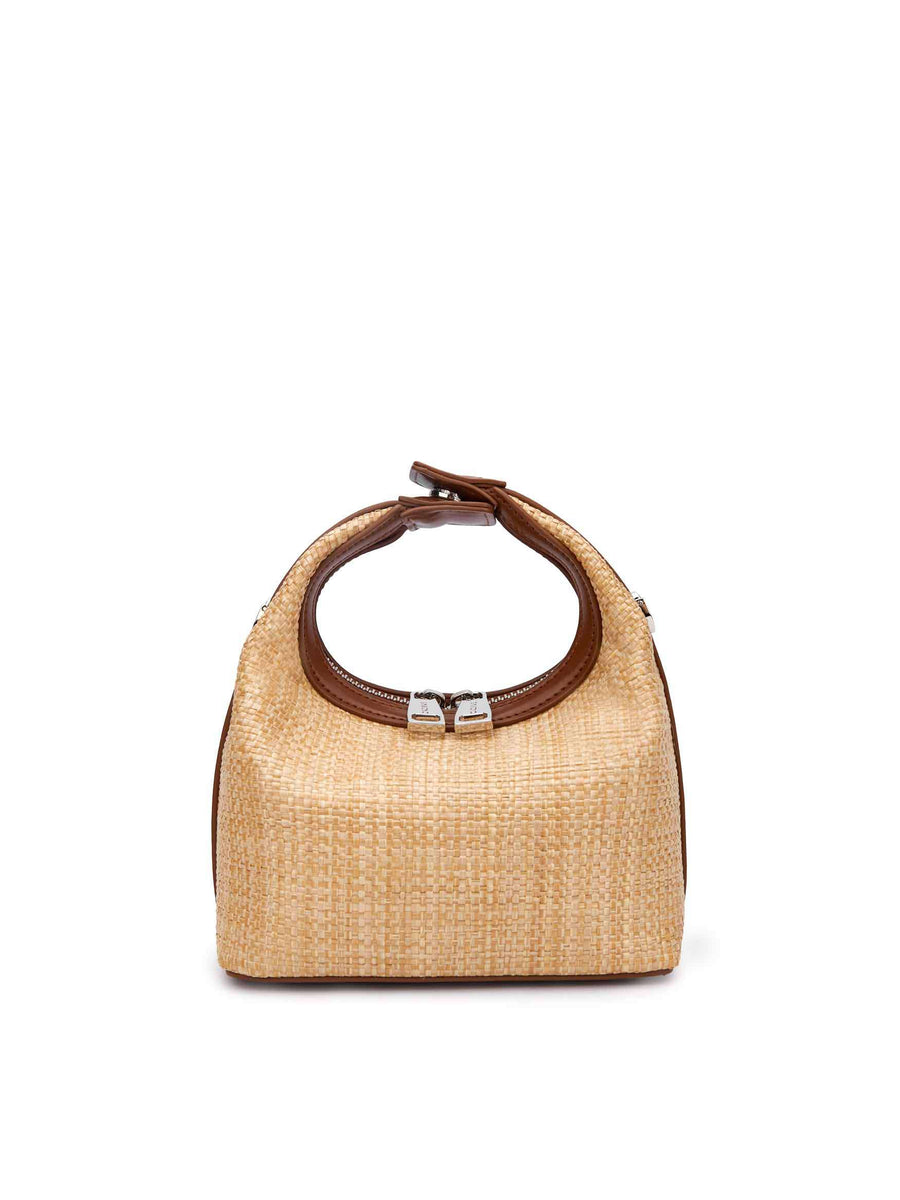 Vienna Top Handle Crossbody Bag  - Brown&Straw