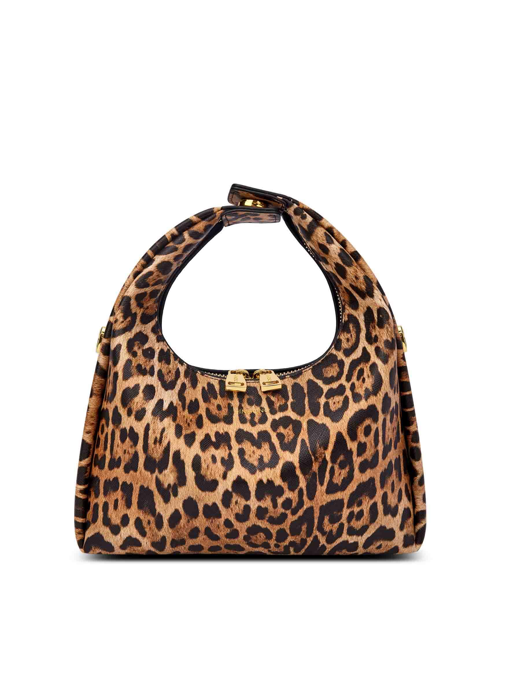 Medium Vienna Top Handle  Crossbody Bag  - Brown leopard print