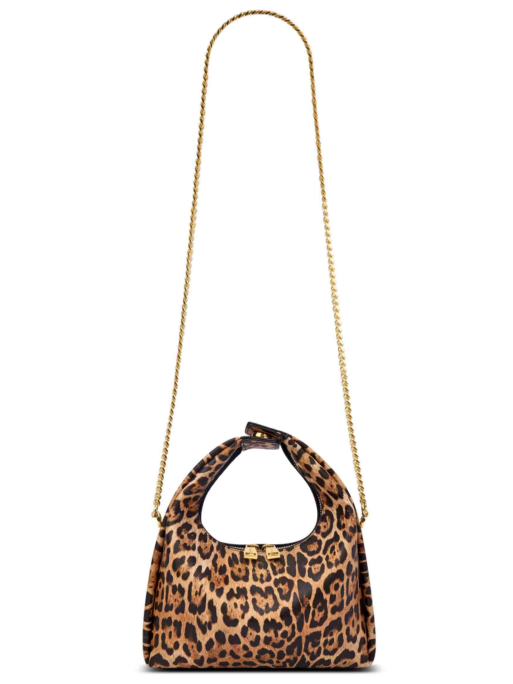 Medium Vienna Top Handle  Crossbody Bag  - Brown leopard print
