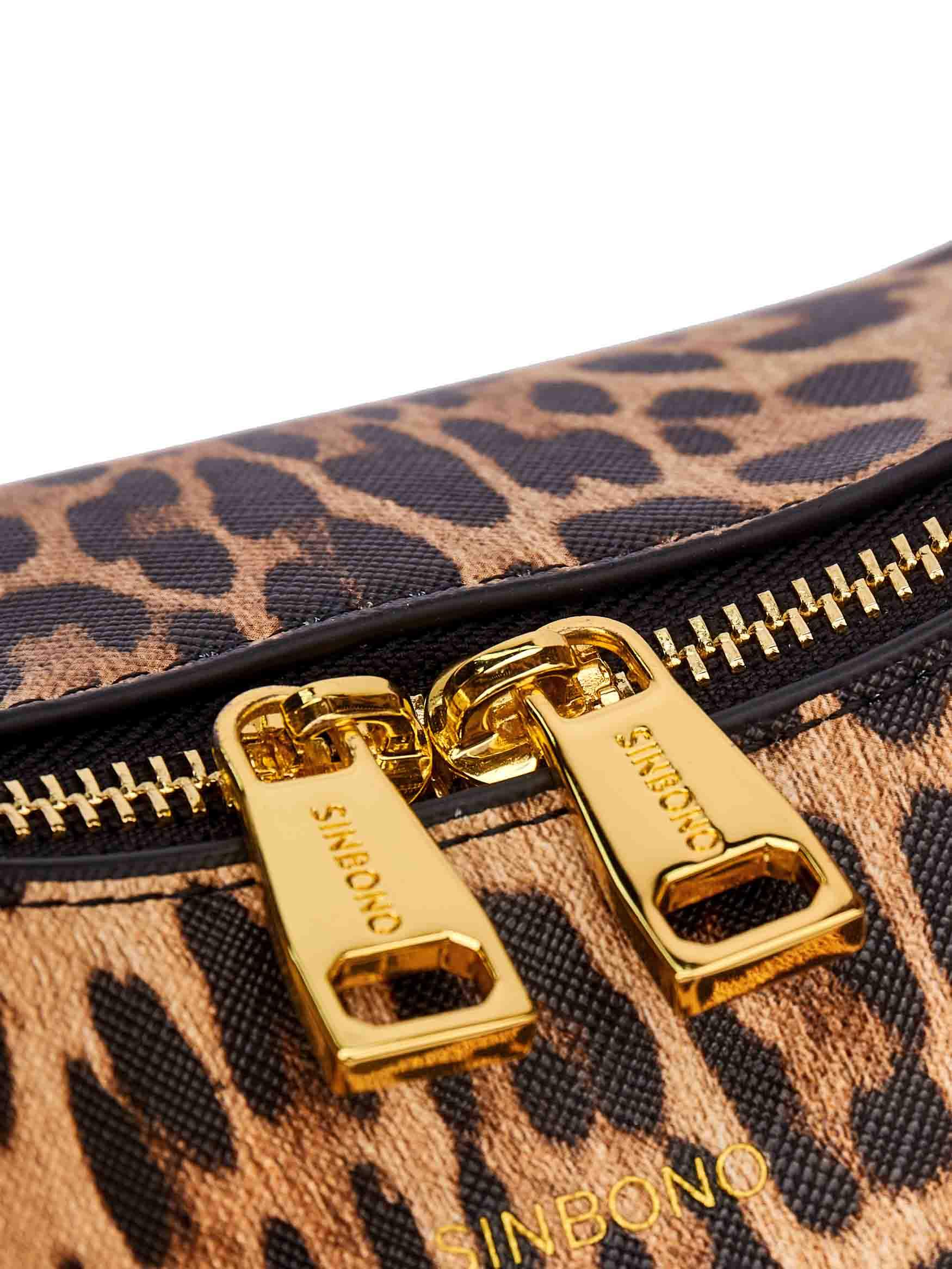 Medium Vienna Top Handle  Crossbody Bag  - Brown leopard print