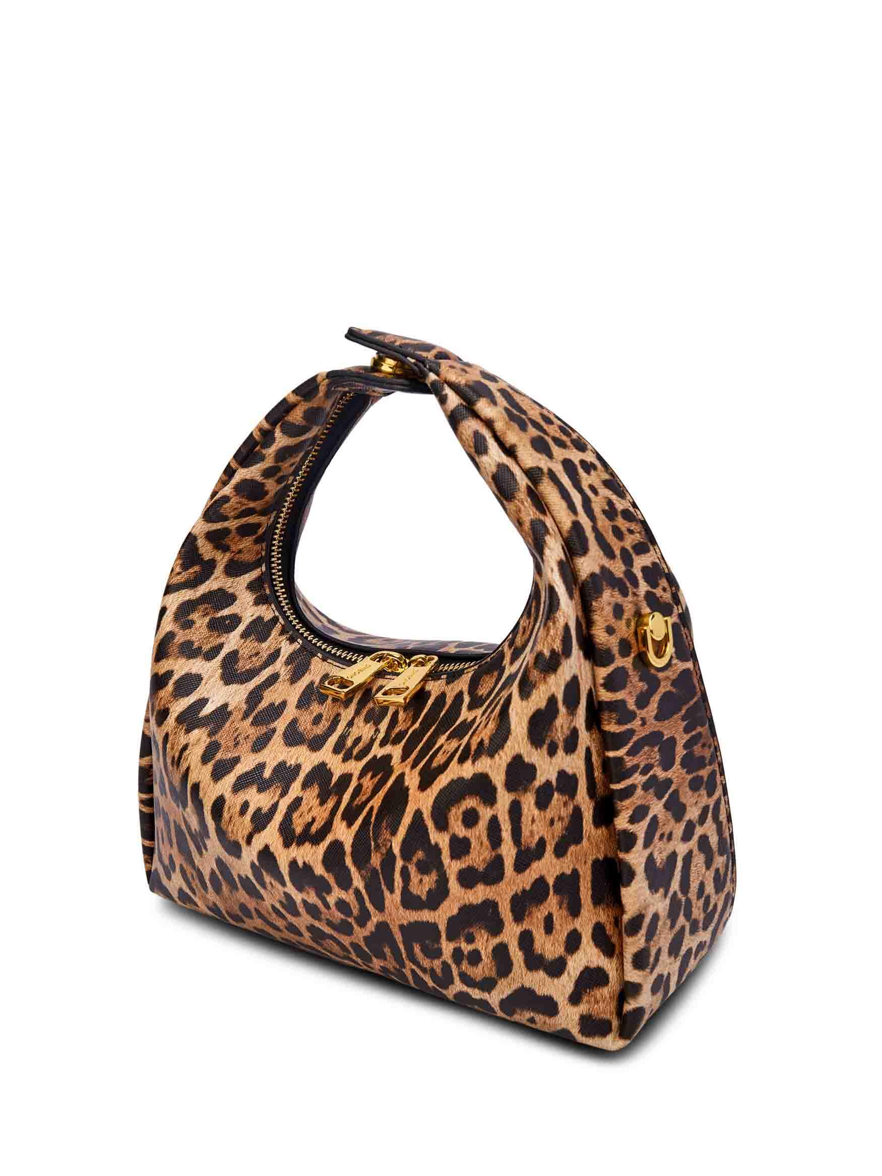 Medium Vienna Top Handle  Crossbody Bag  - Brown leopard print