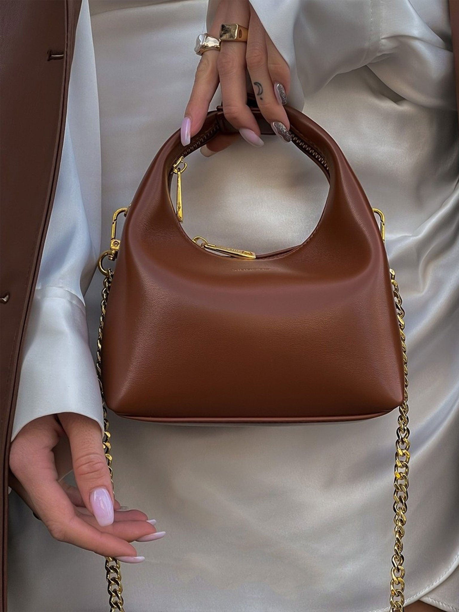 Vienna Top Handle Crossbody Bag - Brown