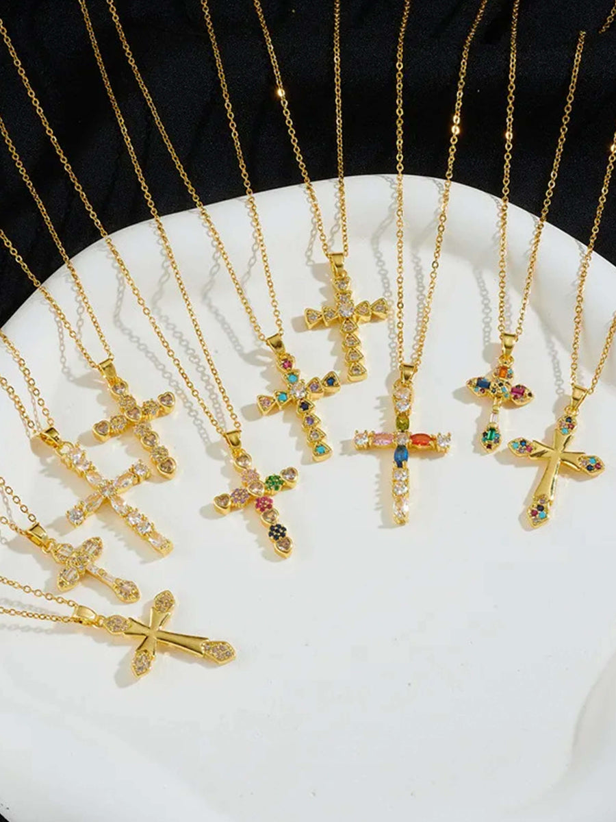 Lucy Zircon Cross Pendant Necklace