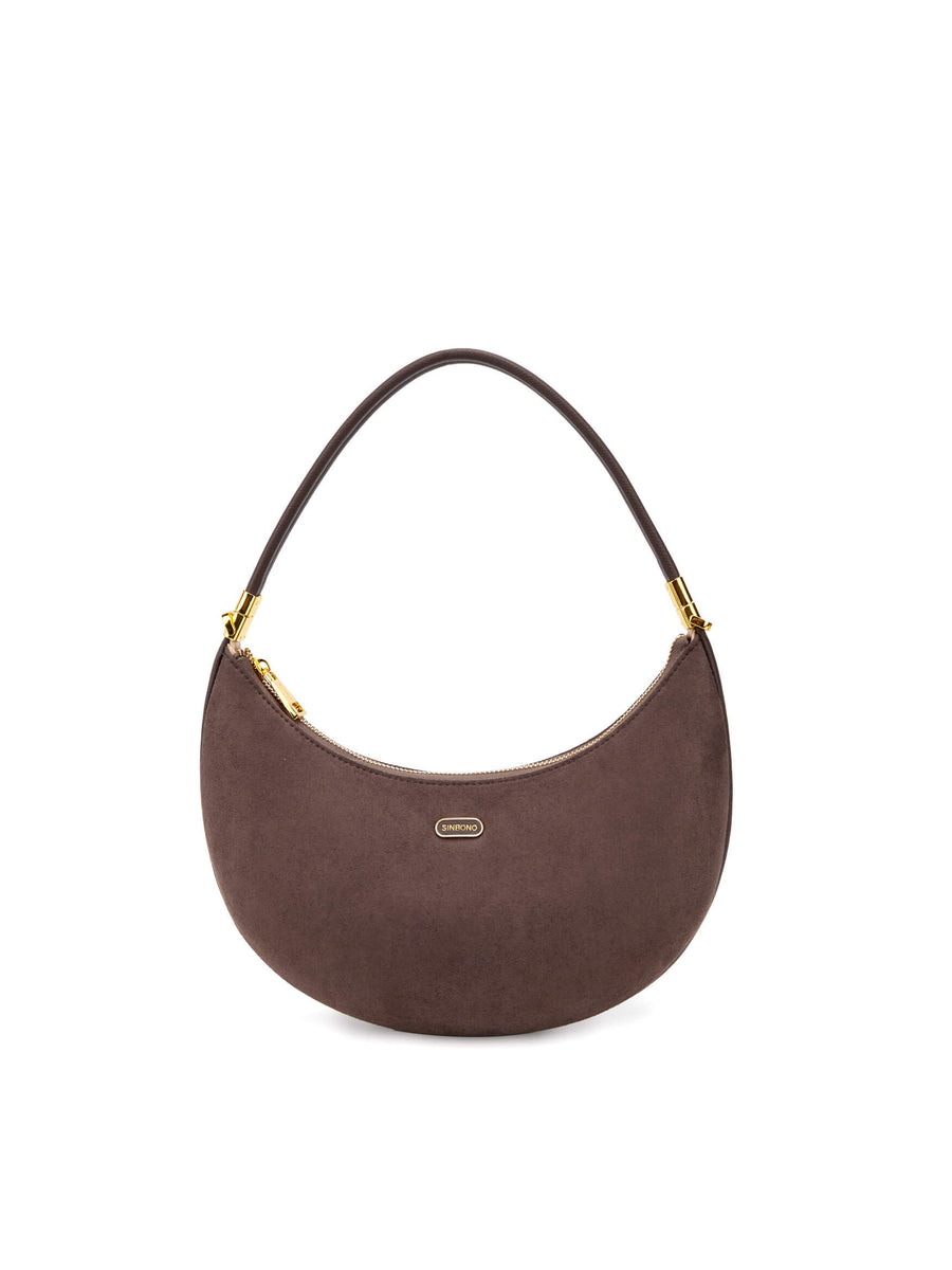 Zoey Shoulder Crossbody Bag -  Dark Brown Fake Suede