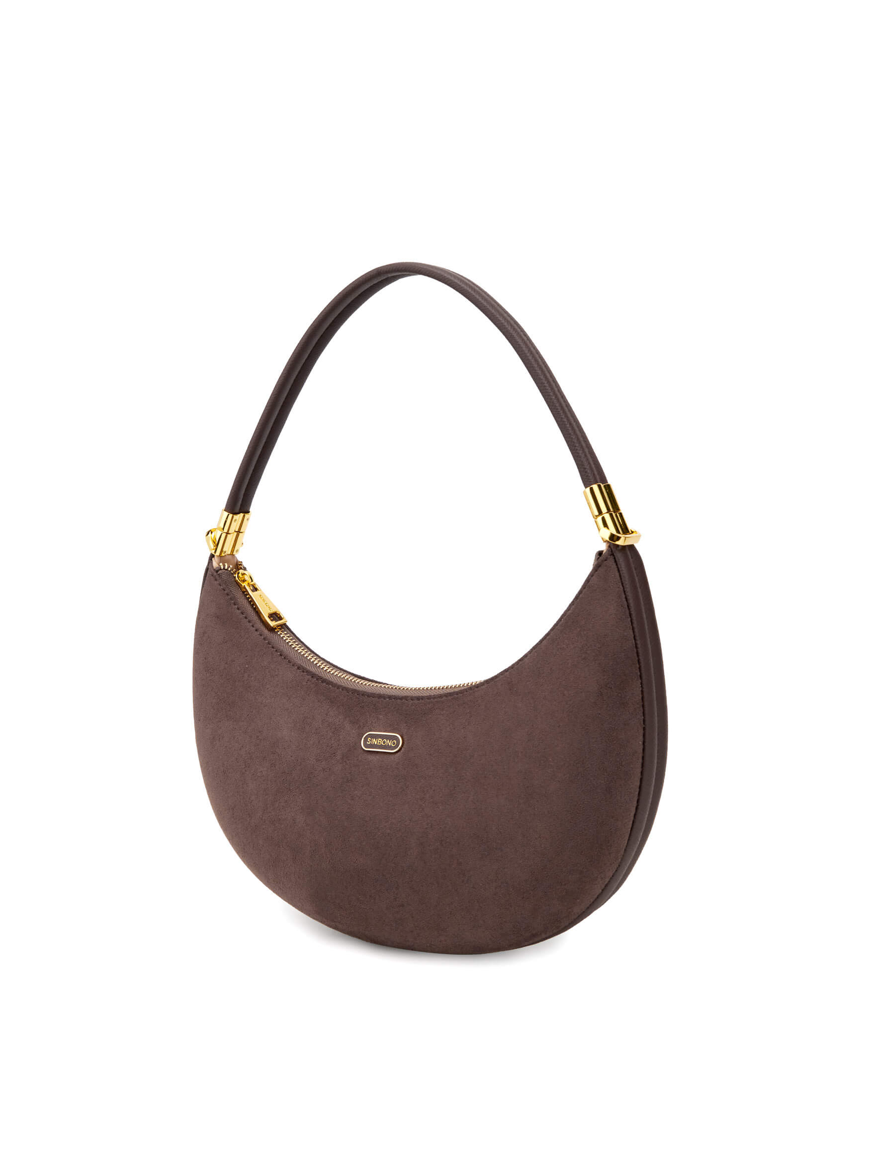 Zoey Shoulder Crossbody Bag -  Dark Brown Fake Suede