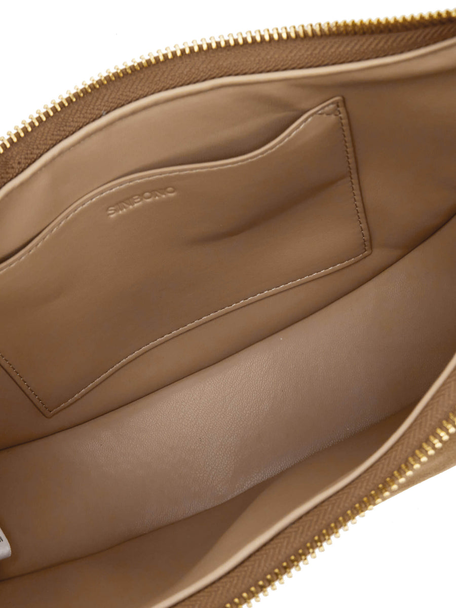 Zoey Shoulder Crossbody Bag - Brown Fake Suede