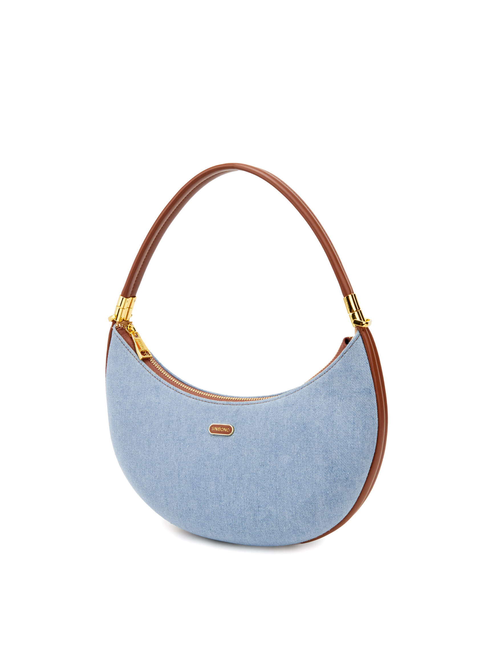 Zoey Shoulder Crossbody Bag - Light blue&Brown