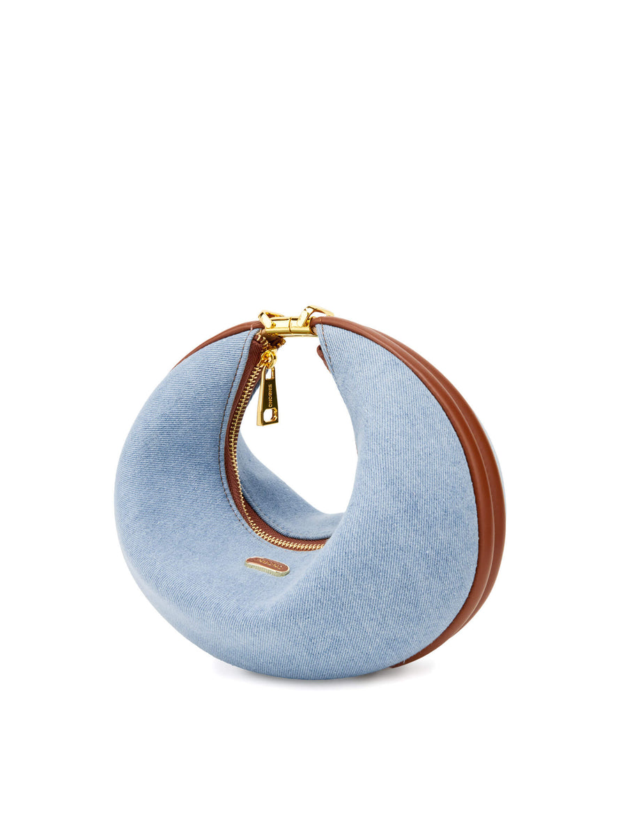 Zoey Shoulder Crossbody Bag - Light blue&Brown