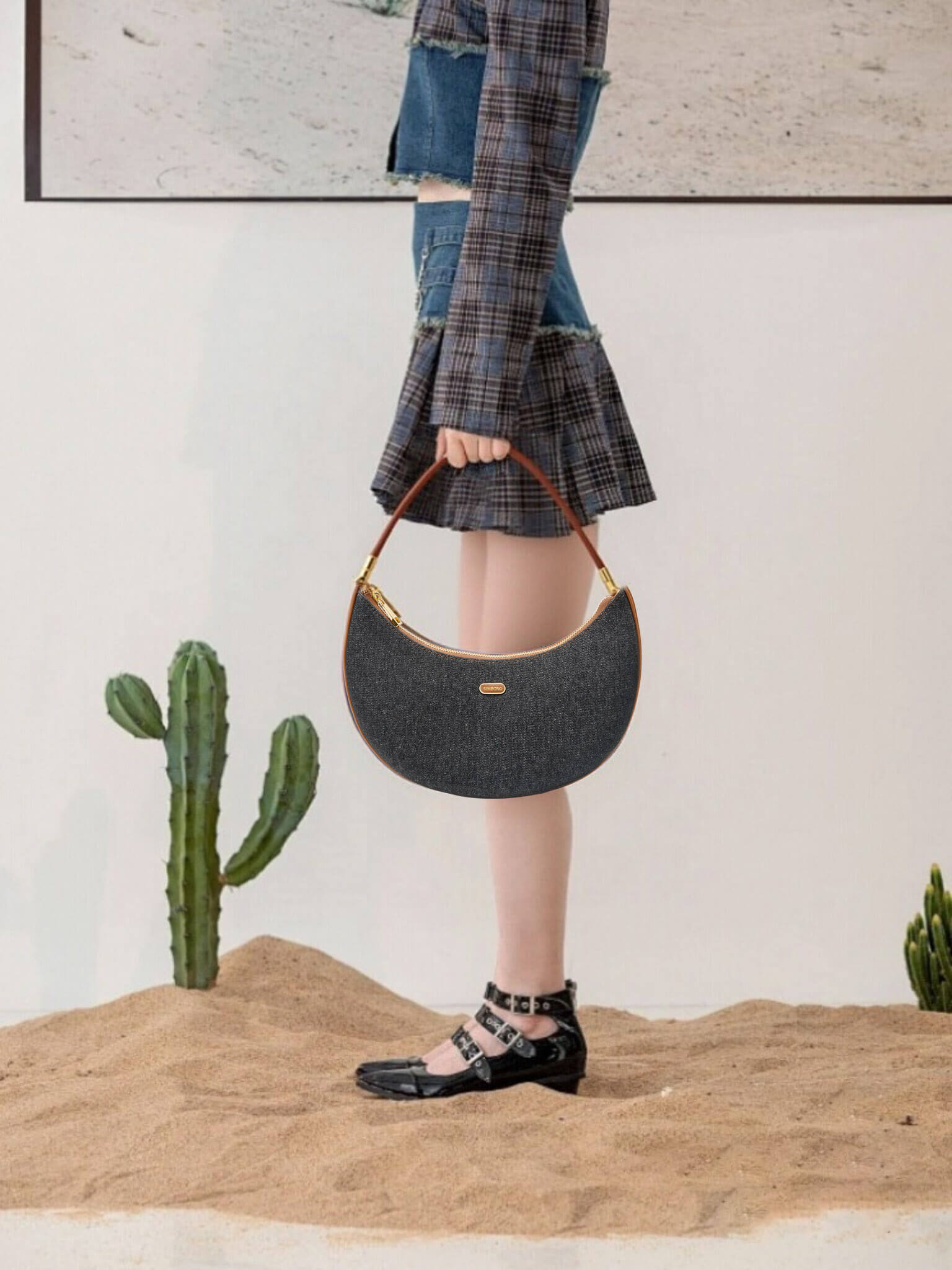 Zoey Shoulder Crossbody Bag - Black&Brown