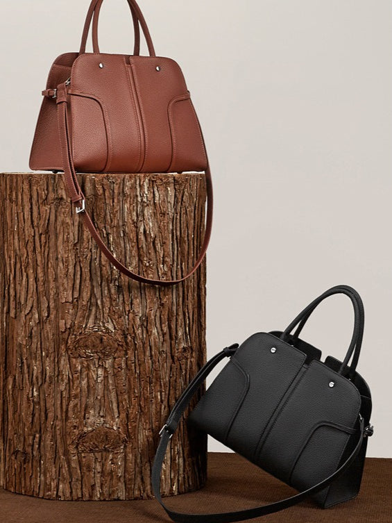 The Executive Structured Genuine Leather Bag - Sophisticated Paneled Work Tote