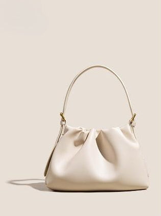 The Cloud Ripple Ruched Genuine Leather Cloud Clutch Bag