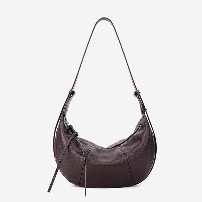 Sable Slouch Crescent Hobo Genuine Leather Bag