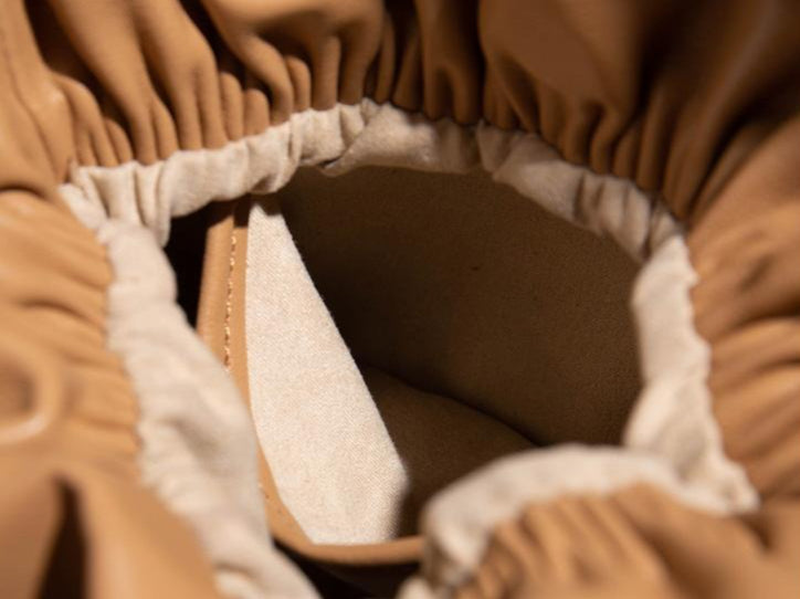 The Cloud Ripple Ruched Genuine Leather Cloud Clutch Bag