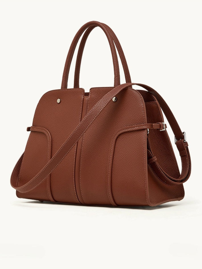The Executive Structured Genuine Leather Bag - Sophisticated Paneled Work Tote