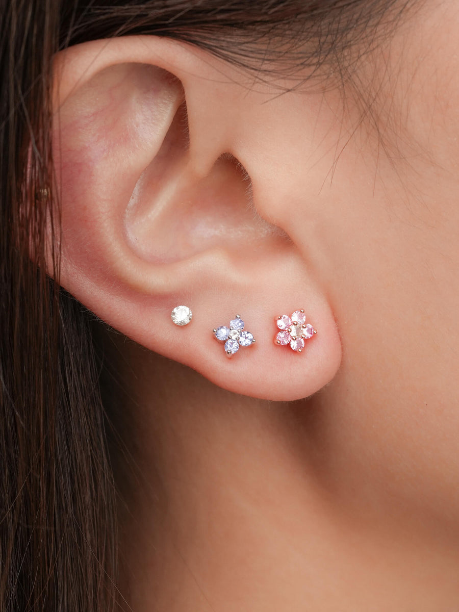 Periwinkle Clover Stud Earrings - Tanzanite