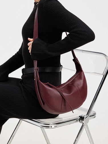 Sable Slouch Crescent Hobo Genuine Leather Bag