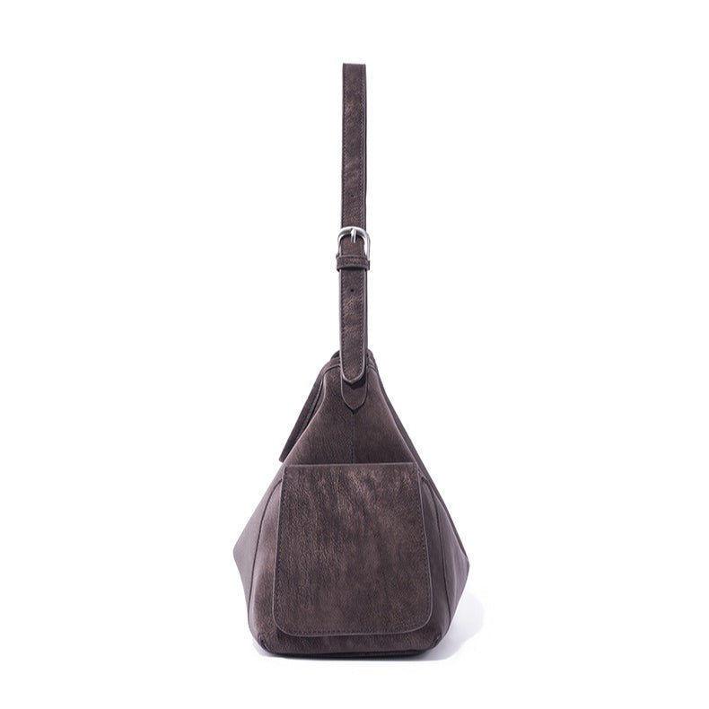 Urban Nomad Genuine Leather Bag | Large Slouchy Shoulder Bag with Side Pockets